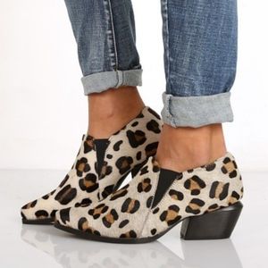 URGE Veda Leopard Print Calf Hair Booties